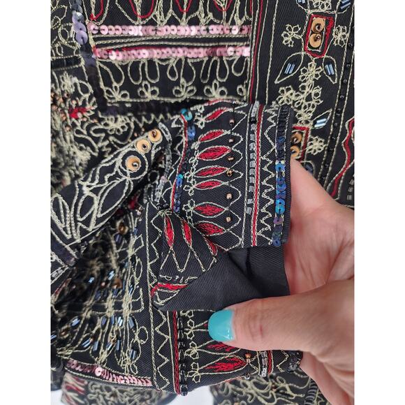 Vintage Anage Black Embroidered Patchwork Blazer Women’s Size Medium - Picture 12 of 16